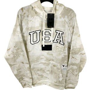 Under Armour Project Rock Veterans Day White Camo Hoodie Mens Sz XL 1370971-100